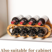 Porte-bouteilles 2-en-1 réglable pour armoire et comptoir, disponible en 2 tailles, support à 2 niveaux pour bouteilles d'eau, organisateur réglable, casier à vin en bambou pour la maison