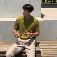 TONGYANG Polo tendance pour homme – Haut uni d'été, style tricoté polyvalent, manches courtes coréennes, T-shirt décontracté et mode