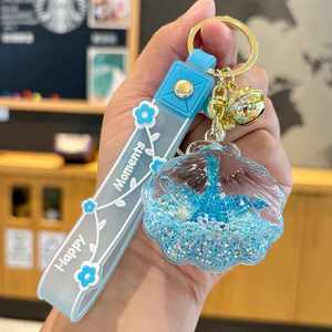 Exquisito Llavero Acrílico con Forma de Concha, Colgante para Bolso, Botella de Arena Movediza Impregnada de Aceite, Diseño de Dibujos Animados de Moda, Tipografía - Product Image 2