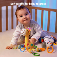 Jouets suspendus pour bébé Tumama Kids Animal Crib, hochet pour siège auto et poussette, avec dentition et clochette, hochet sensoriel doux pour bébé