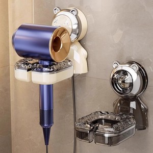 Soporte de Pared para Secador de Pelo JUXIN con Ventosa, Transparente, Circular, para Esquina, Soporte de Almacenamiento para Baño, Duradero - Product Image 1