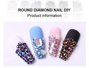 12 Grids Colorful AB <b>Pink</b> Flatback Circular <b>Drill</b> Glass Stones Nails Charm Acrylic for Nail Diamond Art Fashionable DIY Boxes - Product Image 3