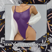 Amour profond Satin contrôle de la lumière Maille transparente Lingerie corps Suite tendance Sexy Mature dos ouvert femme BodysuitWomens Sexy