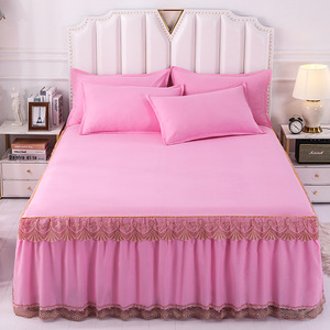Falda de Cama Antideslizante y Antipolvo, Juego de Tres Piezas de Sábanas y Fundas de Almohada Estilo Princesa - Product Image 2