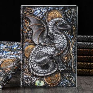 Retro 3D Stereoscopic Dragon Relief 100 Sheets Hardcover PU Leather Notebook <b>Journal</b> for Travel & Daily Use Collectors Gifts - Product Image 2