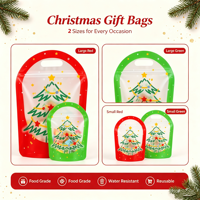 Sac d'emballage de Noël, sac cadeau de dessin animé, sac à fermeture éclair pour bonbons, biscuits, collations, sac scellé pour cadeaux d'enfants, sac à main