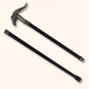 Canne de marche vintage en argent avec poignée en forme de chèvre démoniaque, bâton de marche rétro pour costume de gentleman, idéal pour collection ou cadeau d'Halloween - Product Image 4