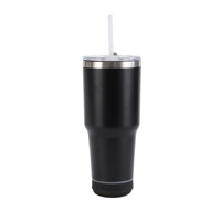 Gobelet musical Bluetooth vierge pour sublimation 30OZ en acier inoxydable, avec haut-parleur sans fil, isolation sous vide, couvercle et paille