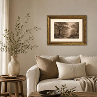 Décoration de salle de bain, chambre à coucher, salon |   Art sur toile |   Impression de paysage de forêt sépia vintage encadrée en or OEM ODM