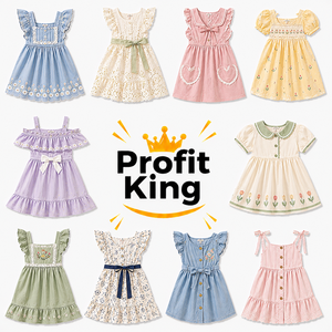 Vestido de Verano Transpirable para Niñas, Estilos Variados Disponibles, Mezcla Aleatoria de Vestidos Casuales de Color Sólido Estilo Princesa - Product Image 1
