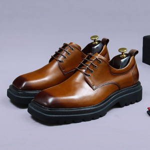 Chaussures en cuir de qualité supérieure à semelle épaisse pour hommes, fabriquées en cuir de vache véritable, chaussures Oxford formelles pour hommes - Product Image 3