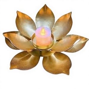 Portavelas Decorativo de Metal Ecológico en Color Dorado Antiguo para Velas de Té, Ideal para Decoración Navideña, Diwali, Hogar y Regalos Festivos - Product Image 1