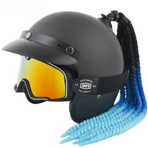 Nouveau casque de moto rétro en fibre de carbone léger taille extra large - Product Image 3