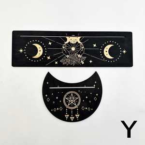 Support de cartes de tarot en bois gravé, présentoir de cartes en cristal noir, articles de divination mystérieux pour la décoration intérieure, rangement de cartes - Product Image 4