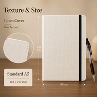 Carnet à couverture rigide en lin personnalisé, couverture de journal personnalisée A5, logo, cadeau, fournisseur en gros, export en vrac
