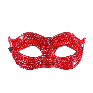 Masque demi-visage en plastique orné de diamants pour fête, costume de carnaval, accessoire de déguisement - Product Image 5