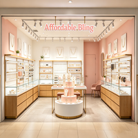 Vitrine de présentation de bijoux moderne et attrayante avec éclairage LED, dimensions personnalisables pour les magasins de détail de bijoux