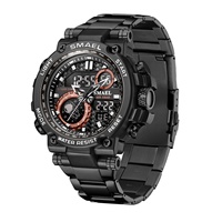 Montre SMAEL New Sport résistante à l'eau 5BAR 8095 avec chronomètre et alarme, bracelet en acier inoxydable, boîtier en alliage pour hommes, vente en gros