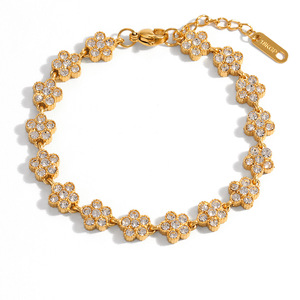 Bracelet en diamant pour femme, plaqué or 18 carats, coupe baguette, motif floral, bijoux à porter au quotidien, origine Yiwu SL41769 - Product Image 5