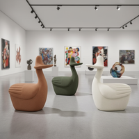 Fauteuil de salon en tissu en forme de canard créatif avec roulettes, design moderne pour salon et hôtel