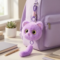 Porte-clés chat en peluche, mignon chaton à grands yeux, pendentif pour sacs à main, sacs à dos, clés de voiture et cadeaux