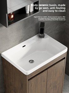 Mueble de <span class=keywords><strong>lavabo</strong></span> de pie para apartamentos pequeños, de aluminio espacial, ultraestrecho, con <span class=keywords><strong>lavabo</strong></span> profundo, para baño - Product Image 3