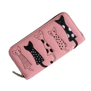 Pamuk sevimli öğrenci kız çanta cüzdan son tasarım karikatür kedi PU cüzdan Güzel karikatür kedi bayan cüzdanı sıfır Çanta