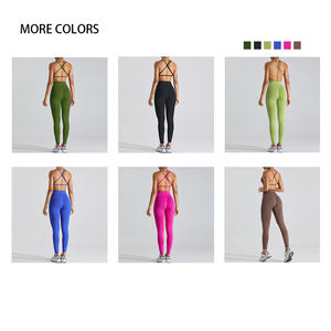 ملابس رياضية من قطعتين للنساء، طقم يوجا سلس، ملابس رياضية للصالة الرياضية واللياقة البدنية، بنطلون ضيق وحمالة صدر رياضية من السباندكس - Product Image 3