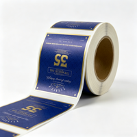 Etiqueta Personalizada para Botella de Whisky, Resistente a los Rayos UV y al Agua, en Color Azul Dorado, para Whisky Macallan de 35 Años, Etiqueta Autoadhesiva