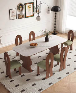 Juego de Mesa y Sillas de Comedor de Madera Maciza de Lujo, Estilo Europeo Moderno, Plegable, Diseño Bauhaus, Muebles Rectangulares para Sala de Estar - Product Image 4