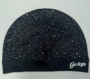Luxurious Rhinestone Shiny Full Print Custom Logo Satin Lining <strong>Beanies</strong> Skull Cap Running Hat for <strong>Women</strong> Men Fashion Brand <strong>Beanie</strong> - Product Image 1