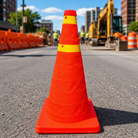 Cône de signalisation portable pliable avec bandes réfléchissantes, housse en tissu Oxford et base en PP pour la sécurité des zones de travail – Fourniture directe usine