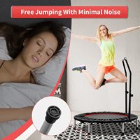 Mini Trampolín Plegable Rouser Fitness con Barra de Seguridad, Rebounder Interior para Ejercicios Cardiovasculares en Casa