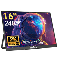Monitor Portátil de 16 Pulgadas, 240Hz, 2K, QHD IPS, Pantalla Externa para Juegos, 300 Nits, Mate, 133 SRGB, con Altavoces Integrados para MacBook, PS5, PC