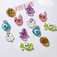 Breloques en résine citrouille scintillante, accessoires d'Halloween DIY pour ornements capillaires et coques de téléphone