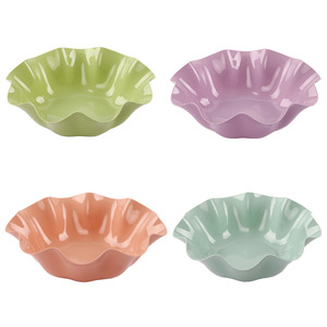 Modern Ruffled <b>Edge</b> Fruit Plate <b>Plastic</b> Serving Bowl For Kitchen Party Snack Display - Product Image 5