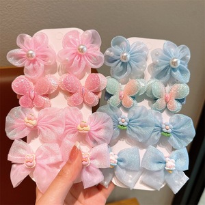 <span class=keywords><strong>Barrettes</strong></span> Papillon Modernes Scintillantes avec Nœud Floral en Tissu pour Bébés Filles – Accessoires Cheveux Mignons pour Enfants – Idéales pour Fêtes - Product Image 4