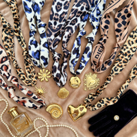 W9Y Nuevo Collar de Pañuelo con Estampado de Leopardo Estilo Boho, Chapado en Oro de 18K, Resistente al Deslustre, Dijes de Joyería de Playa para Joyería DIY