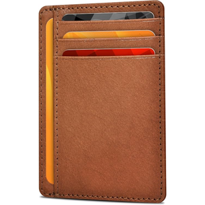 Porte-cartes fin en cuir véritable, portefeuille minimaliste unisexe, fermeture ouverte, longueur courte, motif géométrique - Product Image 3