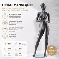 Mannequin Femme en Fibre de Verre, Corps Entier, 177 cm, Deux Formes de Corps, Noir Brillant, pour Présentation de Vêtements - Vente en Gros Usine