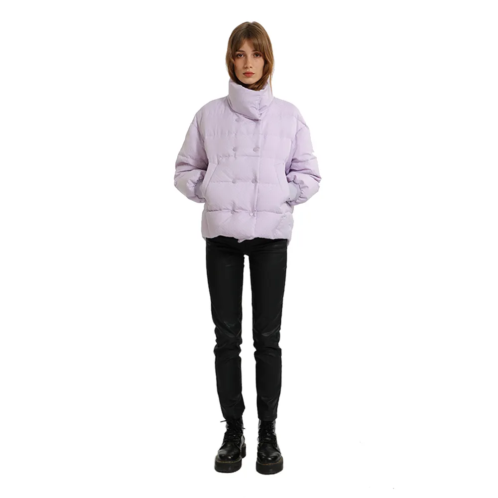 Custom Logo Stand Collar Zipper Winter Warm Thin Pockets Design Light Down Jacket For Women
