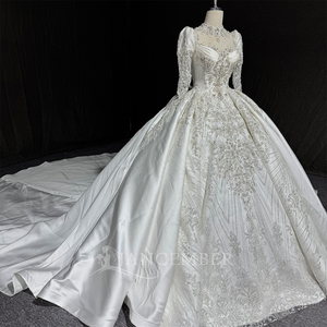 Robe de mariée de luxe Jancember MN304 à col haut, manches longues, robe de mariée perlée, robe de bal, Vestido De Novia, <span class=keywords><strong>mariage</strong></span> royal - Product Image 2