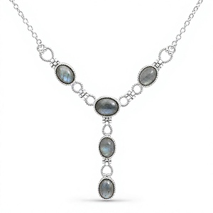 Collar con colgante en forma de Y ovalado de plata de ley 925 – Joyería elegante y moderna - Product Image 2