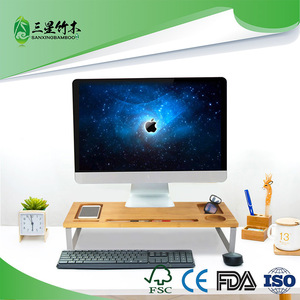 Bamboo and wood <b>computer</b> stand, monitor bracket, office desktop storage rack, bamboo <b>computer</b> <b>desk</b> storage rack - Product Image 5