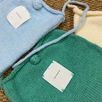 Sac fourre-tout en coton tricoté à la main pour femmes, sac à main en tricot stockinette 6 couleurs avec sangles et bouton, sac de shopping bohème
