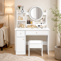 Bureau de toilette moderne avec miroir et rangement, table de maquillage élégante pour chambre à coucher