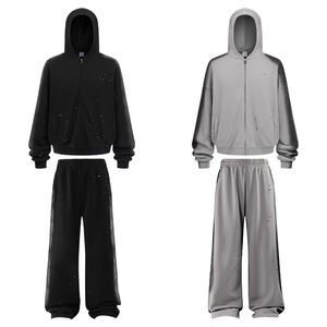 Pantalones Deportivos Anchos de Algodón 100% Estilo Casual Unisex Vintage con Lavado Ácido, Estampado de Grafiti, Holgados y Gruesos - Product Image 2