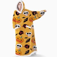 Couverture portable à capuche en polaire berbère de polyester, à manches longues, coupe ample et extra large, pour cadeau de festival des flocons de neige, vente en gros