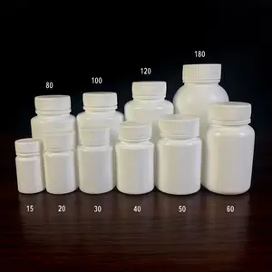 15ml-180ml orijinal fabrika HDPE PET beyaz opak plastik geniş ağız ilaç kapsülleri konteyner hap şişesi vidalı kapak