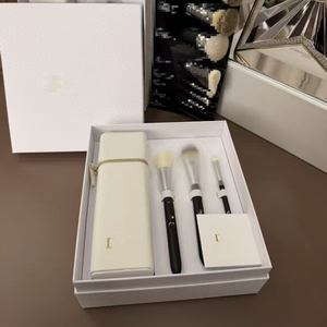 Ensemble de 3 pinceaux de maquillage professionnels en poils synthétiques, pinceaux pour fond de teint, poudre, anticernes, avec étui de voyage, cadeau de festival pour femmes - Product Image 2